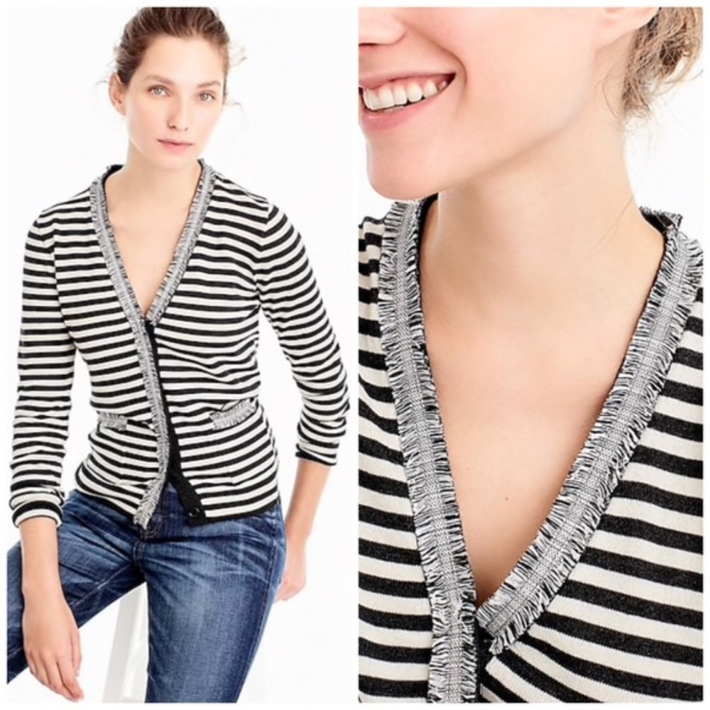 J. Crew Striped Harlow Cardigan Sweater